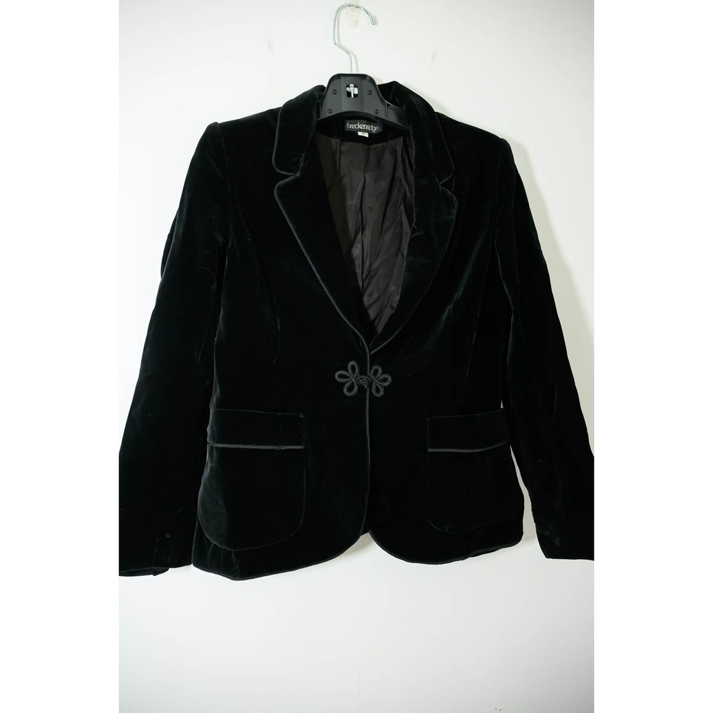 Breckenridge Velvet Blazer 8 Black Frog Closure Braided Trim Jacket